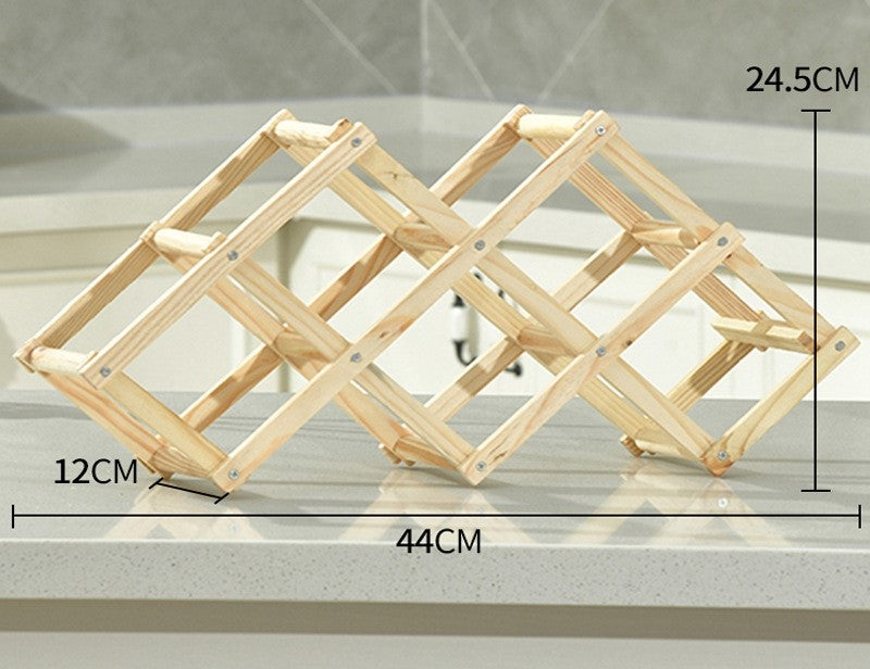 Luvino Wooden Wine Rack – Foldable & Stackable Wine Storage Organizer for Countertop, Cabinets & Bar – Rustic Wood Bottle Holder (Holds 6 Bottles)