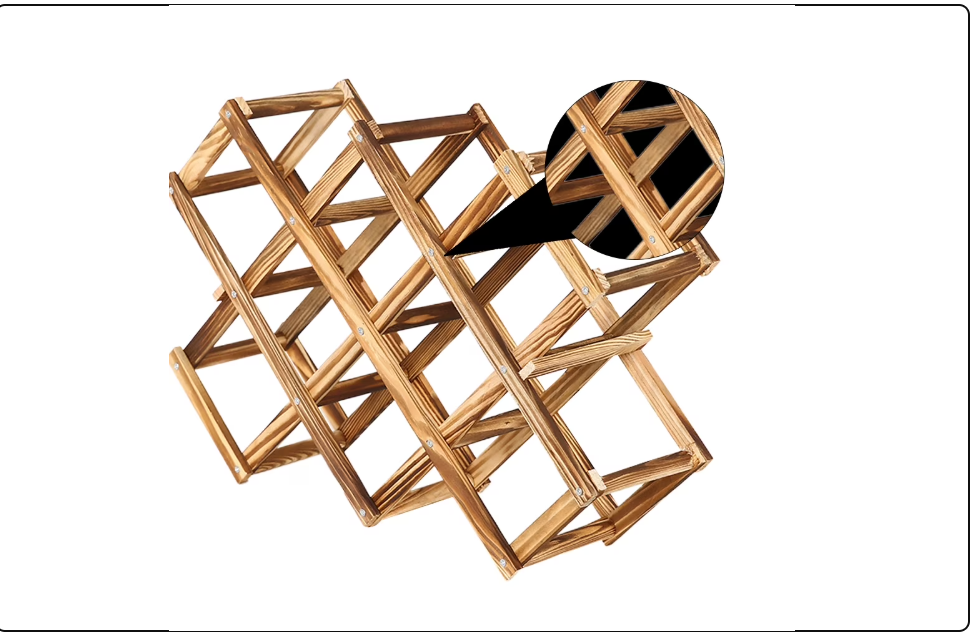 Luvino Wooden Wine Rack – Foldable & Stackable Organizer for Countertop & Bar – Rustic Bottle Holder (Holds 10 Bottles)