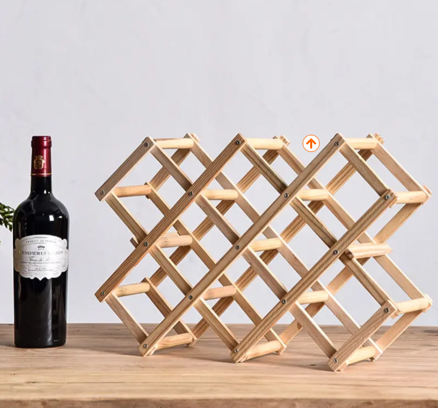 Luvino Wooden Wine Rack – Foldable & Stackable Organizer for Countertop & Bar – Rustic Bottle Holder (Holds 10 Bottles)