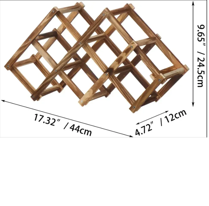 Luvino Wooden Wine Rack – Foldable & Stackable Wine Storage Organizer for Countertop, Cabinets & Bar – Rustic Wood Bottle Holder (Holds 6 Bottles)