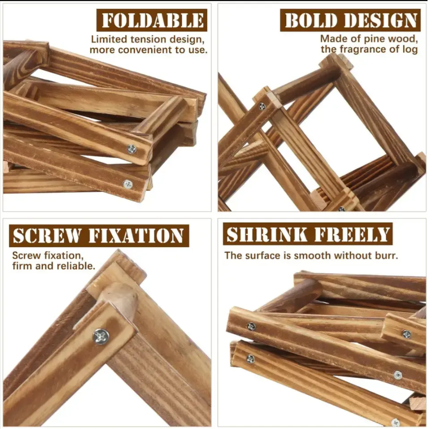 Luvino Wooden Wine Rack – Foldable & Stackable Wine Storage Organizer for Countertop, Cabinets & Bar – Rustic Wood Bottle Holder (Holds 6 Bottles)